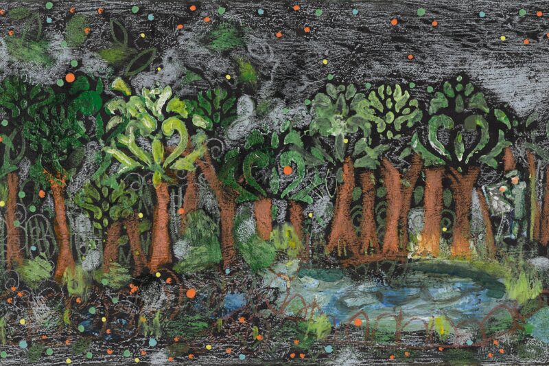 Eine Baumreihe gemalt von Anne Feddema
