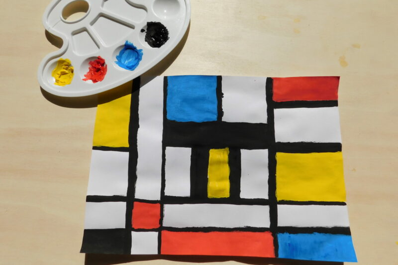 Een ingediende schildering van een abstracte Mondriaan