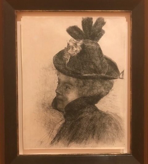Piet Mondriaan, Jonge vrouw met cape en hoed, 1896-1897, ets, ollectie Stichting de Kunsttunnel.