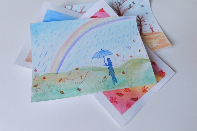 Herfstkaart maken met aquarel